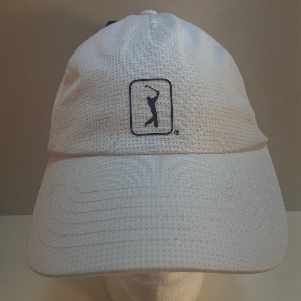 PGA Tour Airflux Golf Hat‎ Bright White Adjustable Performance Cap NEW